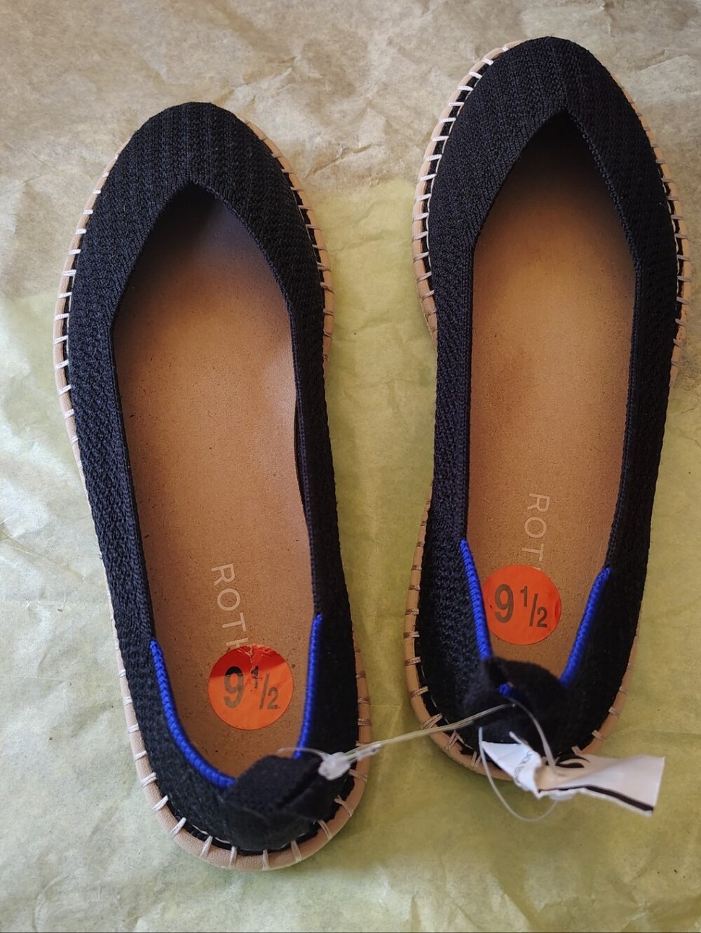 Rothy’s Espadrille Sz 9.5 Navy Stripe NWT - No Laces